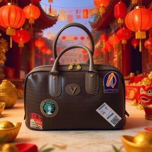 Amazing Valentino Vintage brown signature Large Boston Bag